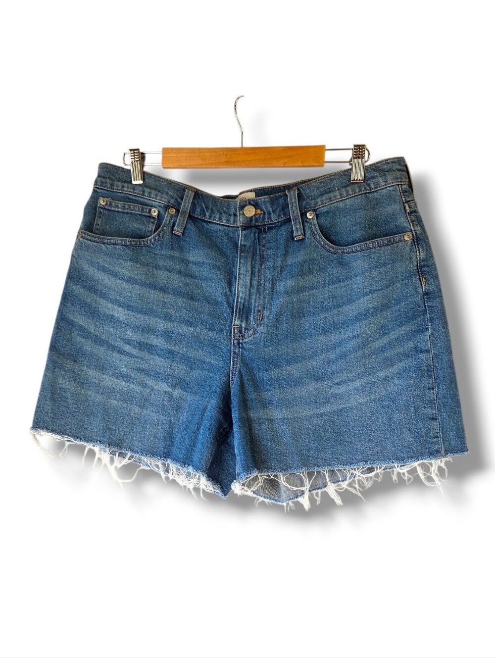 J. Crew Denim High Rise Short Classic Blue Raw Hem Shorts Size 32